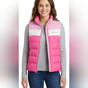 Small Champion Pink and White Quilted Vest